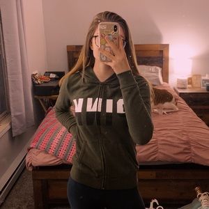 Green PINK Zip Up Hoodie
